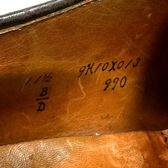 FULLY RESOLED Alden 990 Plain Toe Blucher Shell Cordovan Brown Color 8 USA 11.5 - Picture 10 of 13